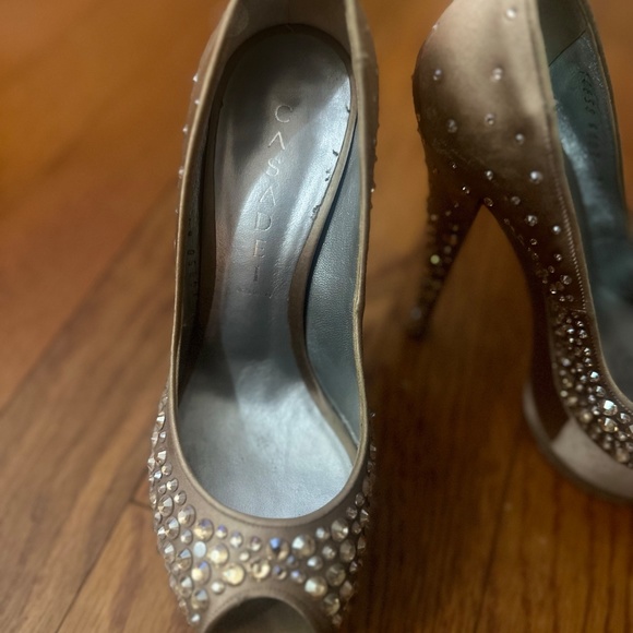 Casadei Royal Blue Suede Crystal Embellished Heel Ankle Wrap  Casadei Shoe Crystal Embellished Platforms Size 6.5/36.5